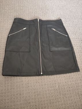 Have Black Faux Leather Mini Skirt with Front Zip